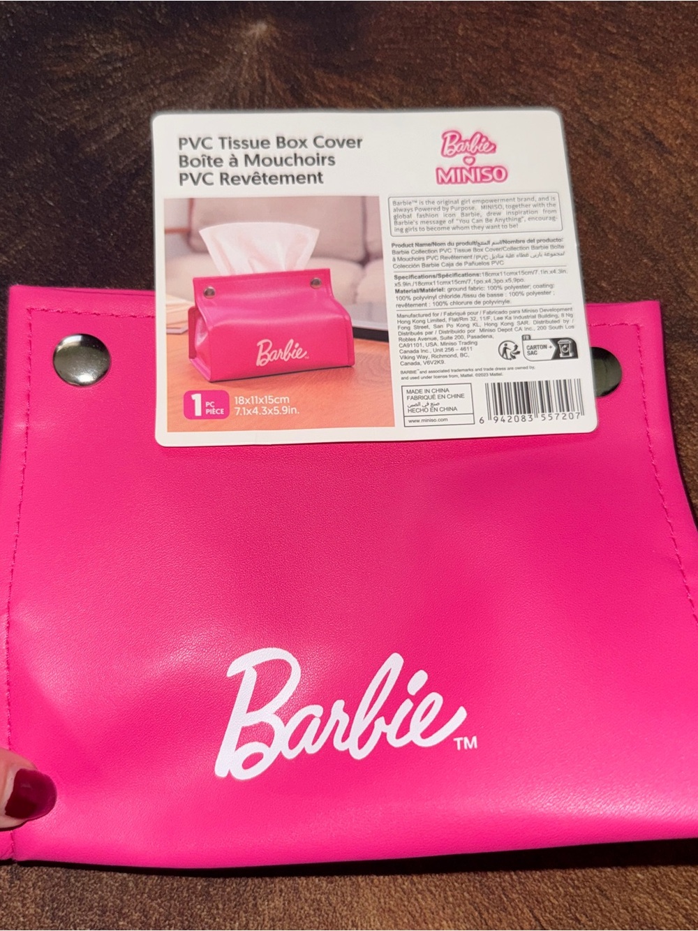 NEW Barbie Tissue Box Cover PU Leather Pink MINISO